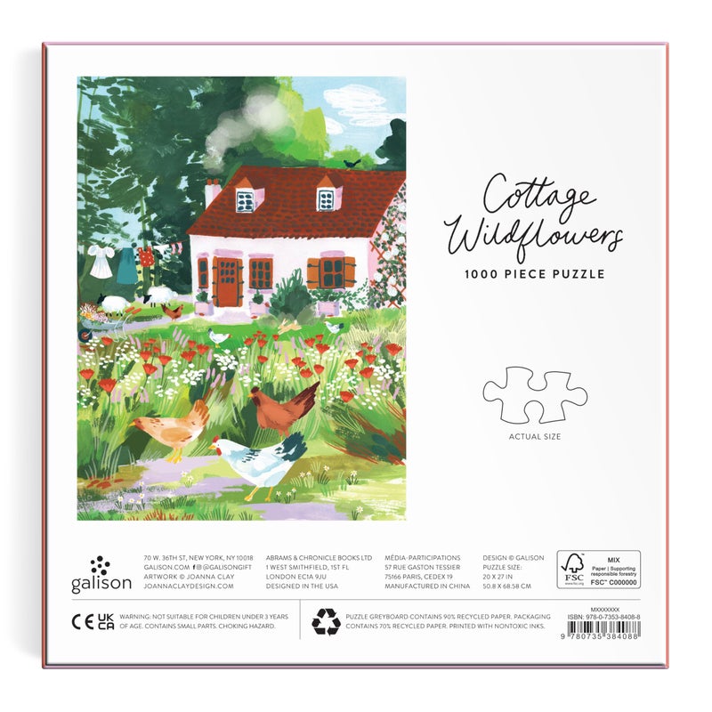 Galison Cottage Wildflowers - 1000 Piece Jigsaw Puzzle Featuring Beautiful Artwork of English Country Living - Image 3